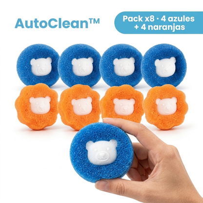 AutoClean™ - Pack 8 bolas atrapa pelos para lavarropas reutilizables