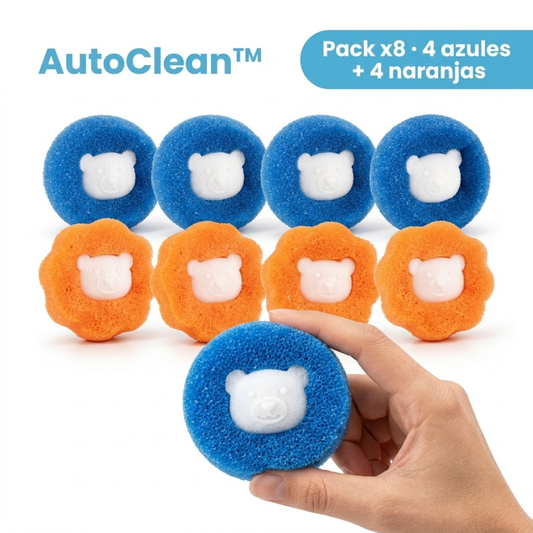AutoClean™ - Pack 8 bolas atrapa pelos para lavarropas reutilizables
