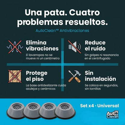 AutoClean™ - Set x4 patas antivibraciones para lavarropas