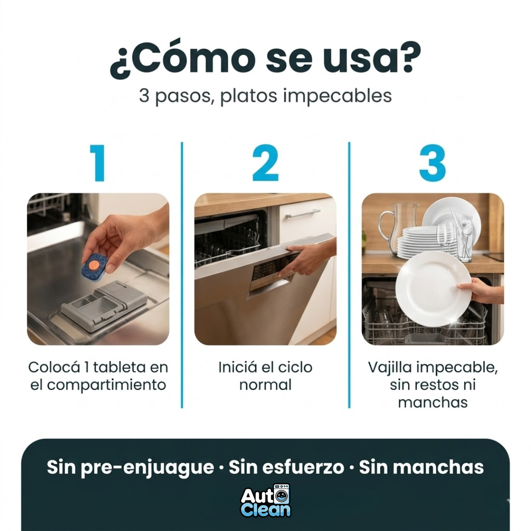 AutoClean™ - Lavavajillas en Tabletas · 3 en 1 · 30 tabletas