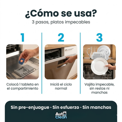 AutoClean™ - Lavavajillas en Tabletas · 3 en 1 · 30 tabletas