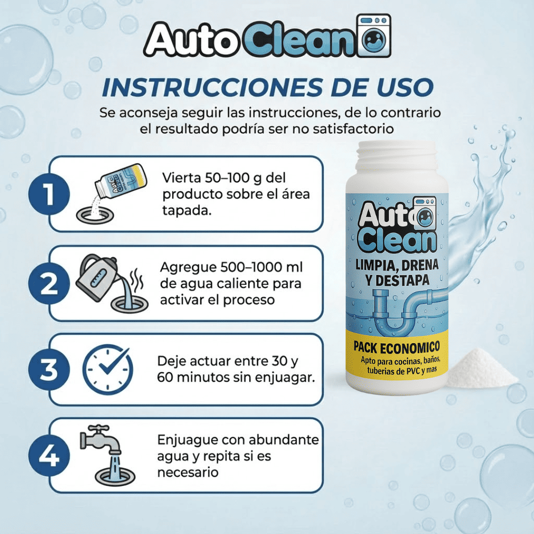 AutoClean™ Limpia y destapa tus cañerias